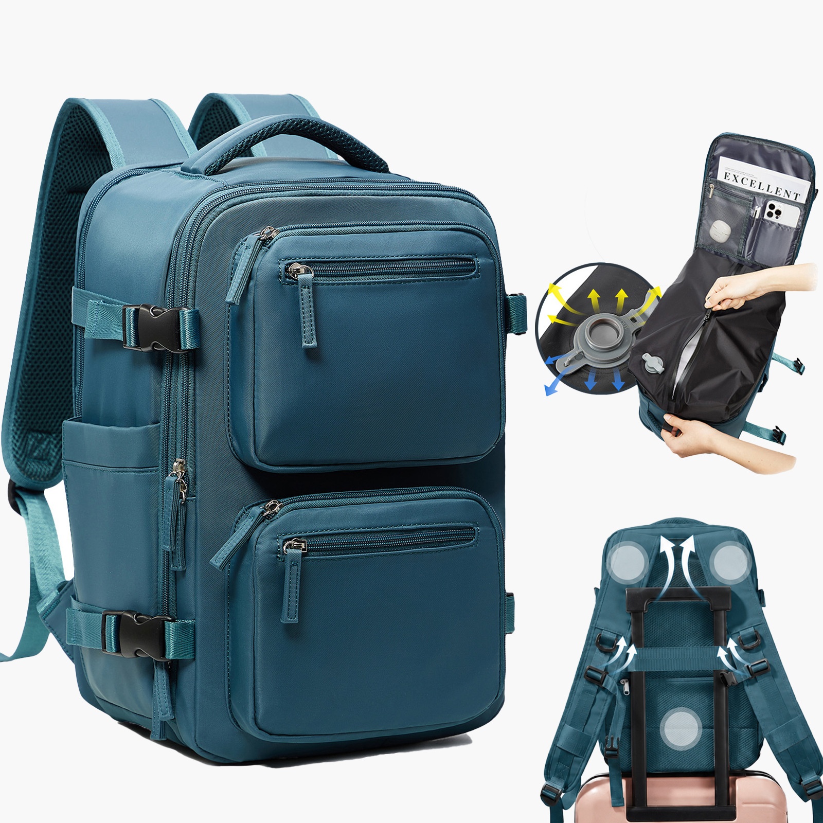 Vacuum Compression Backpack, Budget Airline Boarding Travel Bag, Large Capacity Business…
