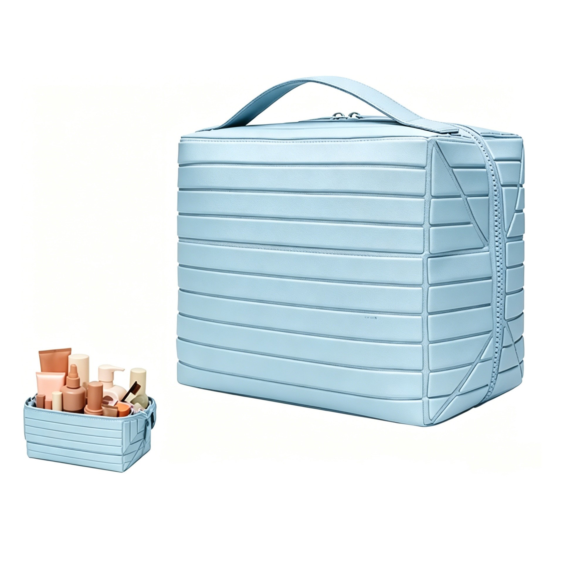Foldable Standing Makeup Bag With Large Capacity And Multiple Compartments, Portable…