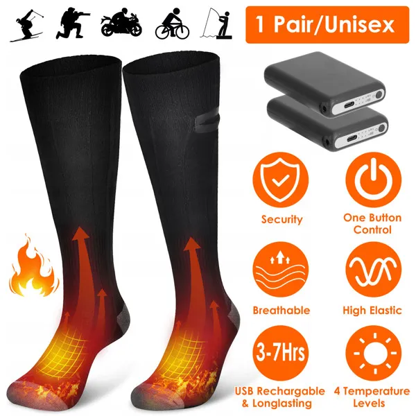 Electric Heated Socks for Men Women Battery Powered Heated Socks Rechargeable Feet Warmer…