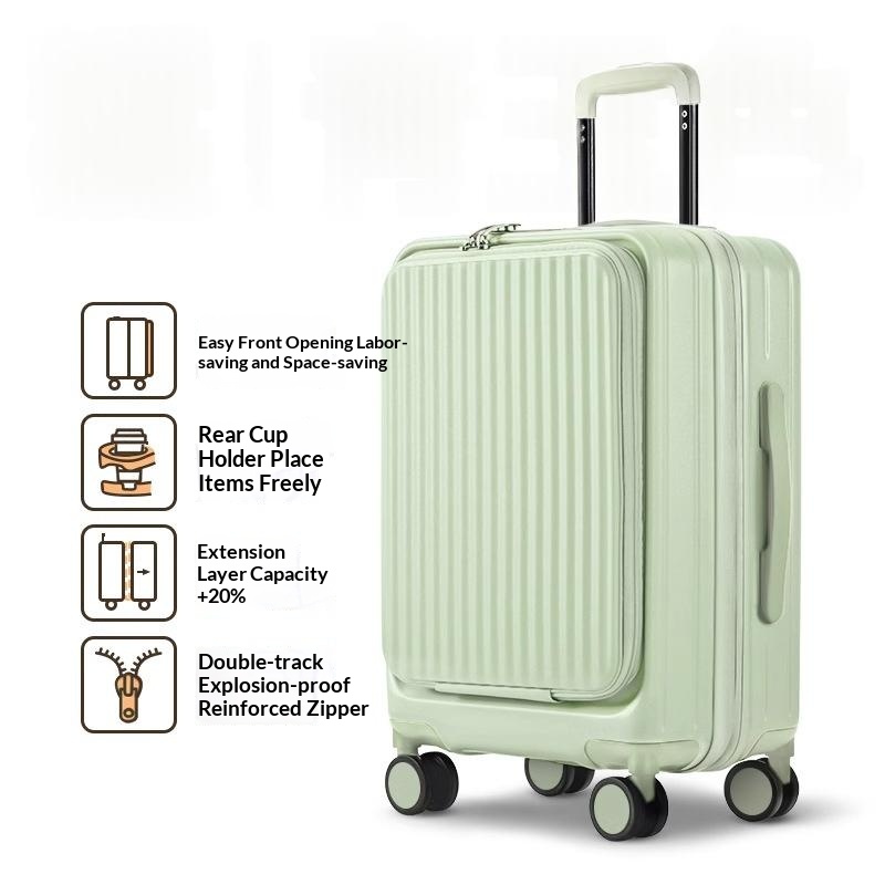 Jade Blue -New Side-Opening Expandable 20-Inch Carry-On Rolling Suitcase 26-Lock Travel…