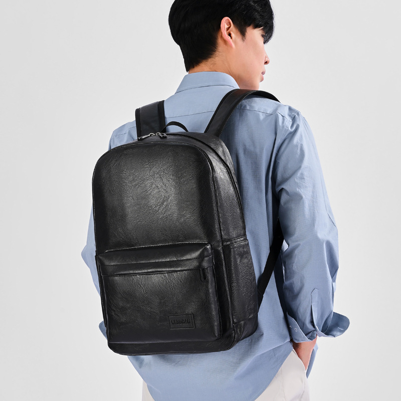 PU Leather Backpack Mens Large-capacity School Bag
