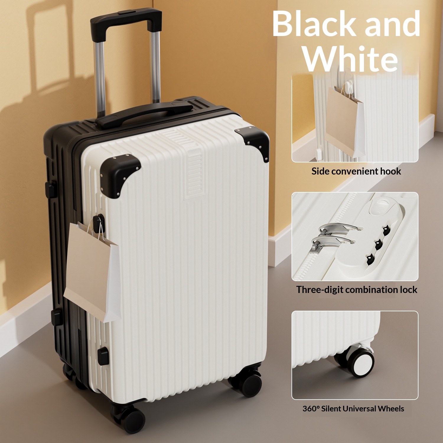 Women's Lightweight Silent Swivel Wheels Password Lock Travel Bag - Durable, Large…