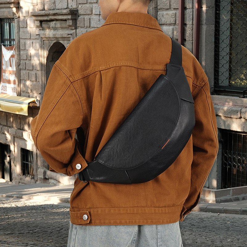 Leather Casual Trendy Brand Shoulder Bag, Men's Bag, Leather High-end Feeling, Men's…