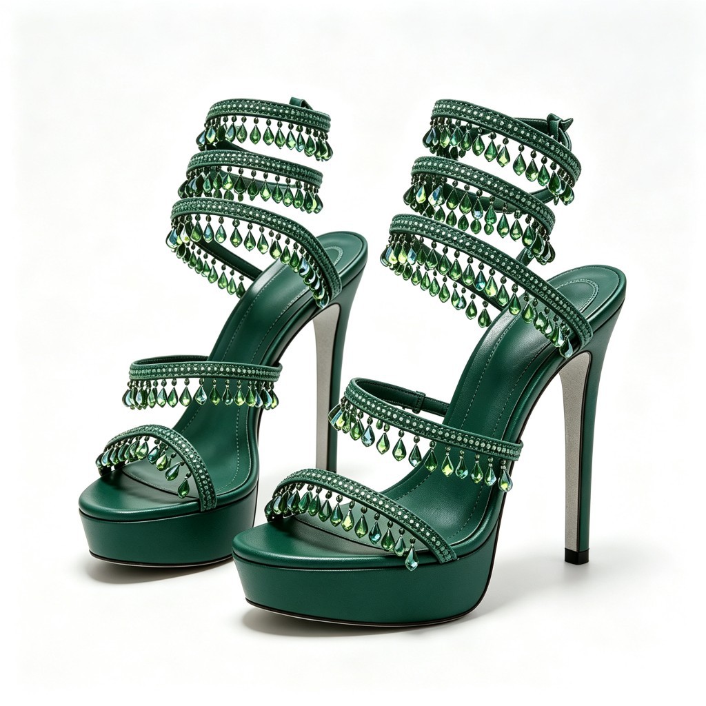 Plus-size Beaded Rhinestone Stiletto Sandals