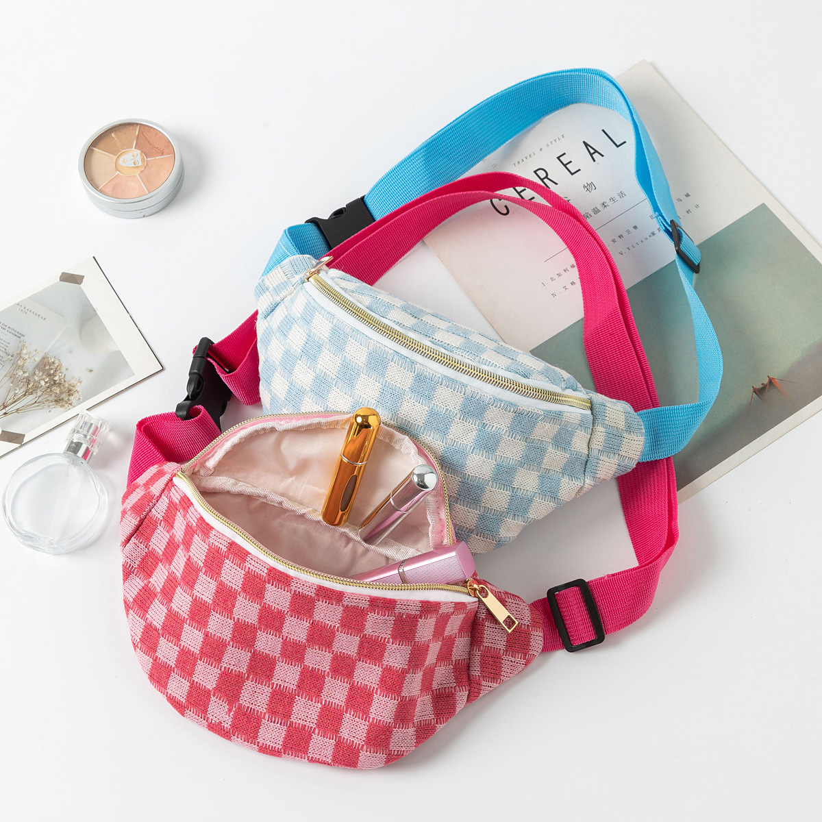 Fashion Unisex Plaid Waist Bag
