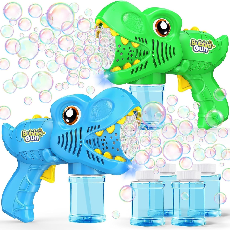 Kids Bubble Gun 2 Pack, Dino Bubble Machine For Boy Girl Toys Gift Automatic 13 Hole With…