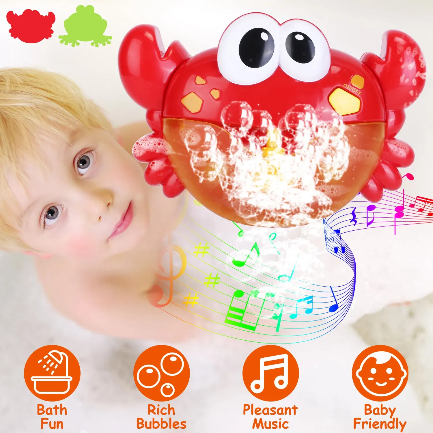 Frog Musical Bubble Bath Maker Baby Bath Toys for Bathtubs Toddler Bubble Machine for…