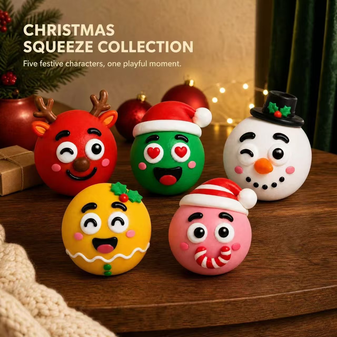 Christmas Squeeze Ball Stress Relief Toy, Slow Rebound Festive Character Fidget Ball, TPR…