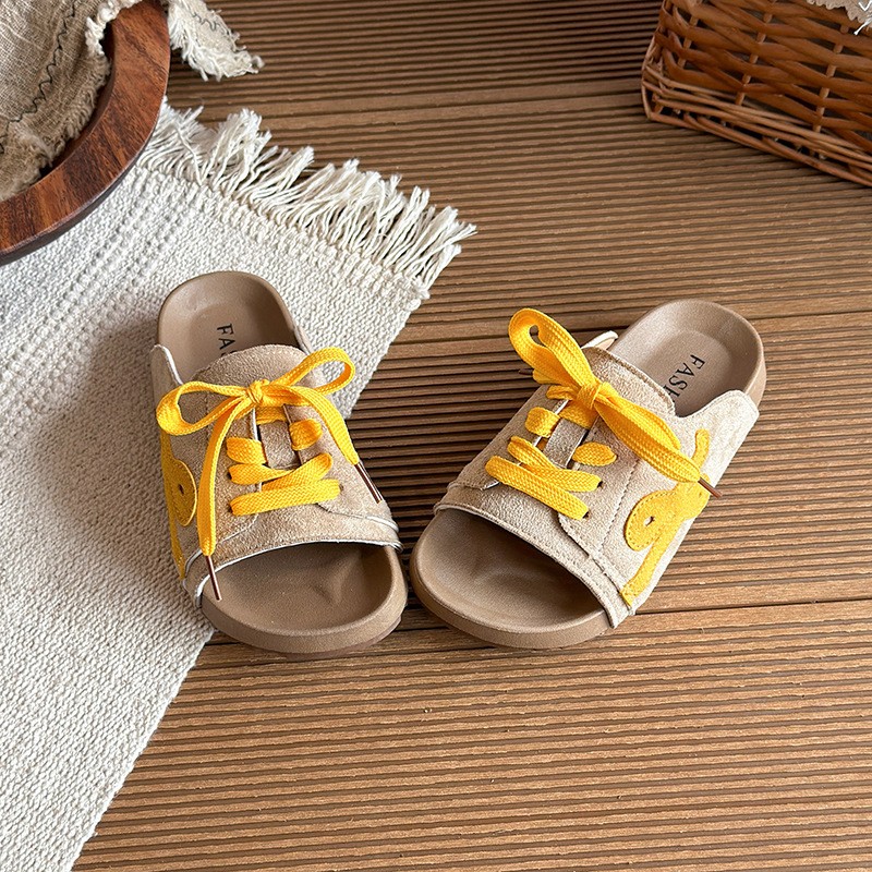 Summer New Girls Platform Slippers, Trendy Casual Non-slip Versatile Outdoor Lace-up…