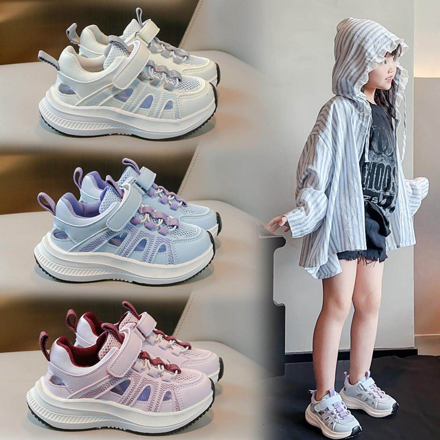 Spring New Boys Sports Sandals, Soft Sole Hollow Out Kids Shoes, White Single Mesh…
