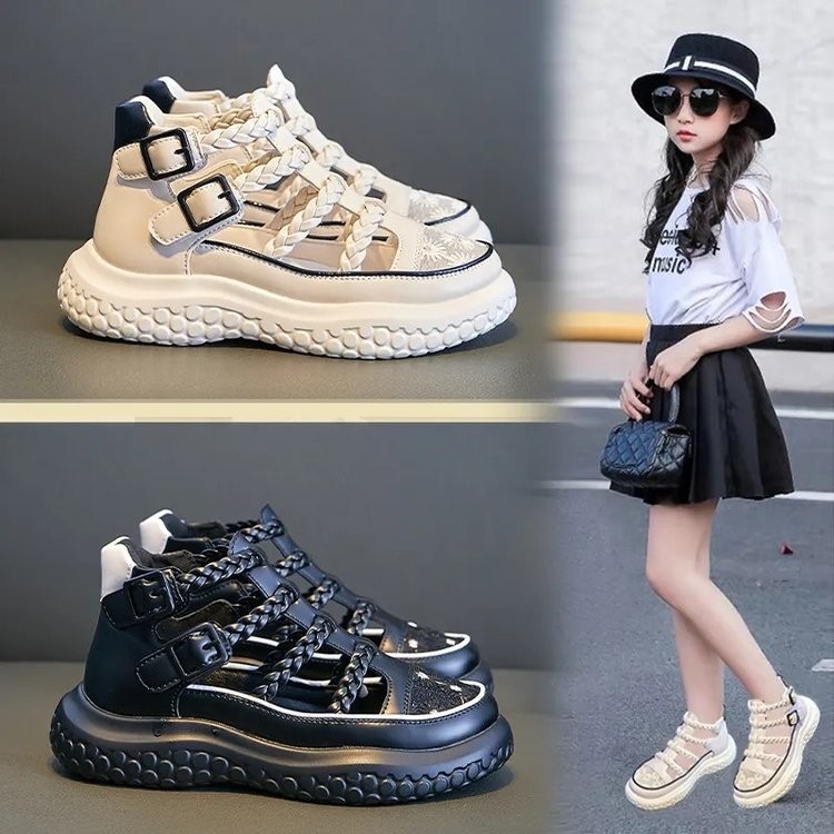 Summer New Girls Roman Sandals, Kids Closed-Toe Sports Sandals, Hollow Out Breathable…