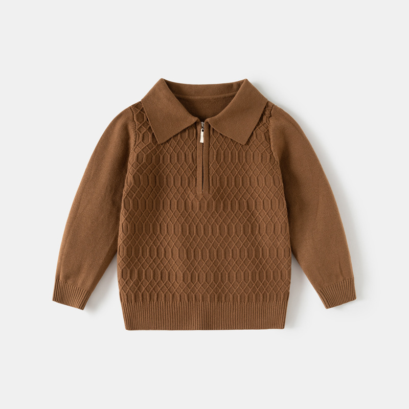 Boys Plaid Knitted Top With Floral Patterns