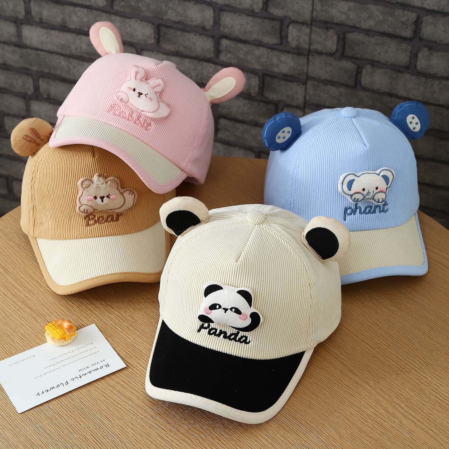 The Autumn Baby Children's Cute Animal Three-dimensional Ear Corduroy Baseball Cap Is…