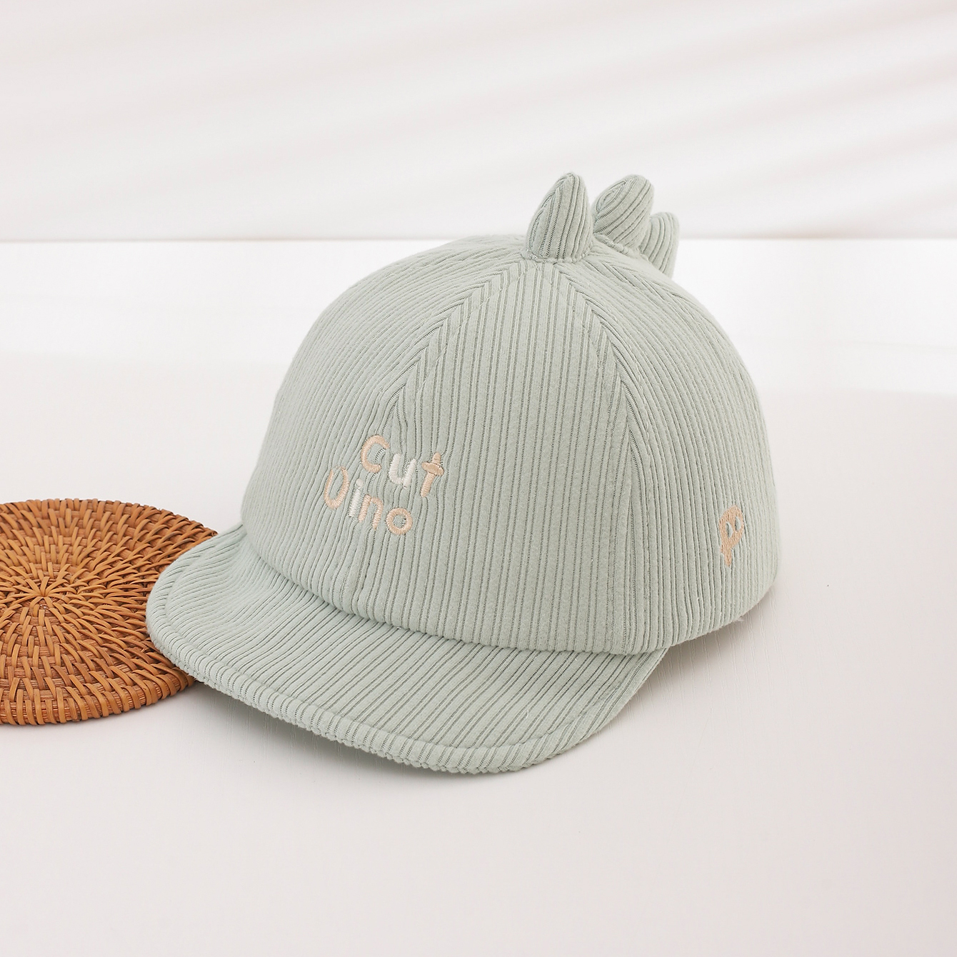 Boys And Girls' Corduroy Striped Embroidered Letter Cartoon Baseball Cap With A Top Band…