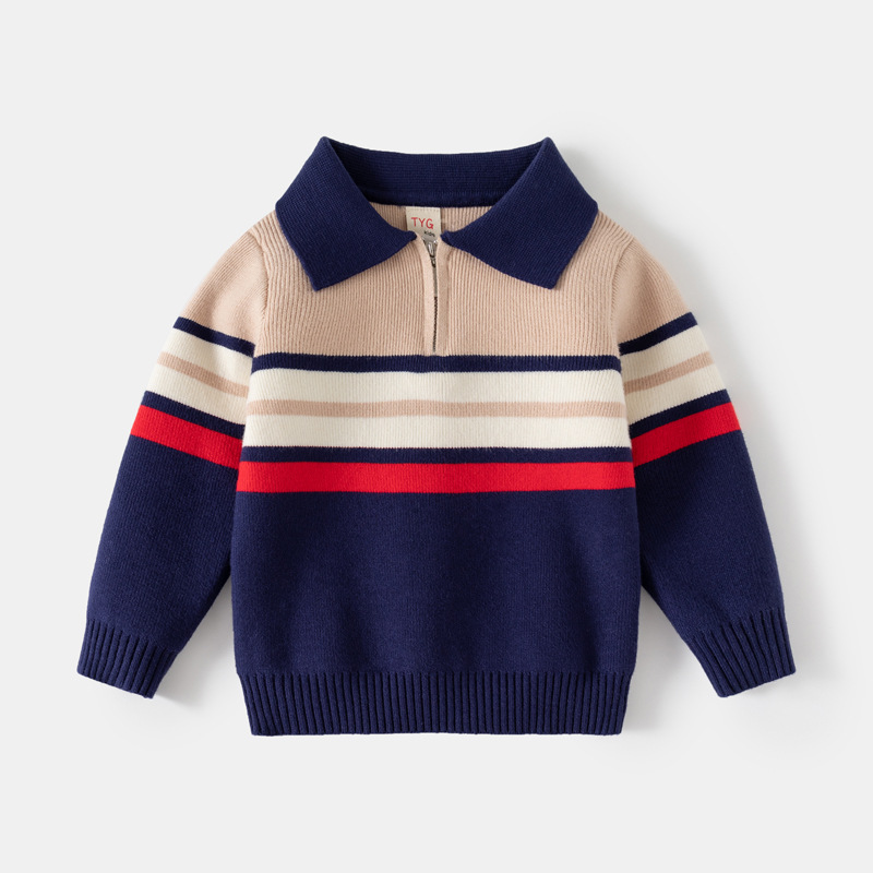 Fashionable Childrens Clothing Boys Lapel Sweater