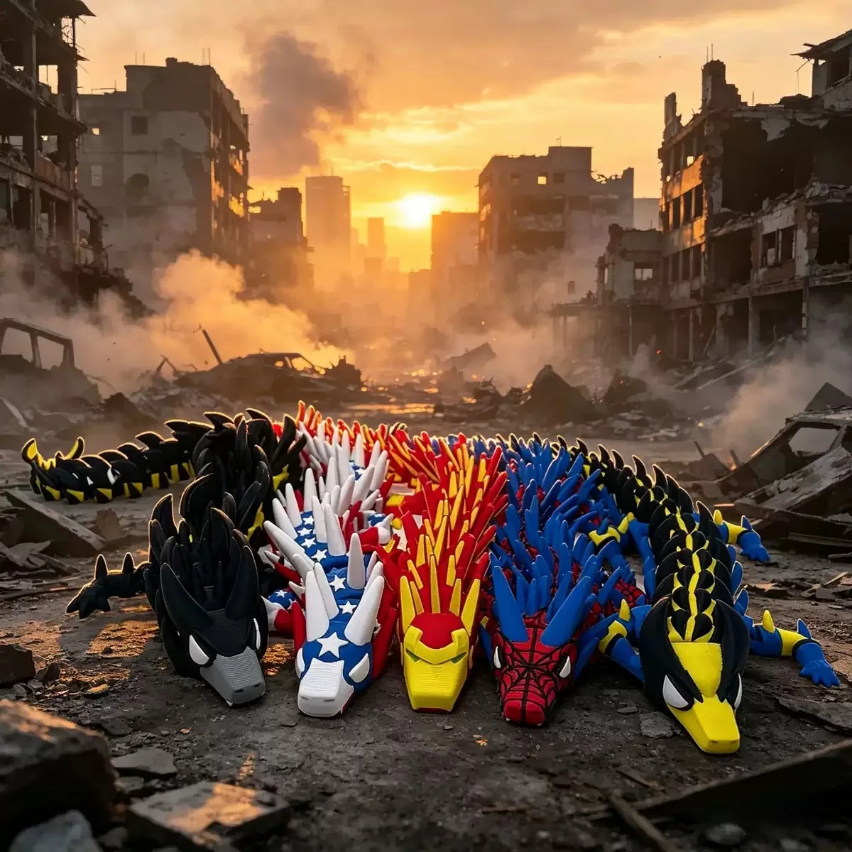 15inch Hero and Villain 3-D Printed Dragons Figurines Colorful Design and Detailed Features Home Ornament Birthday Gift photo 1
