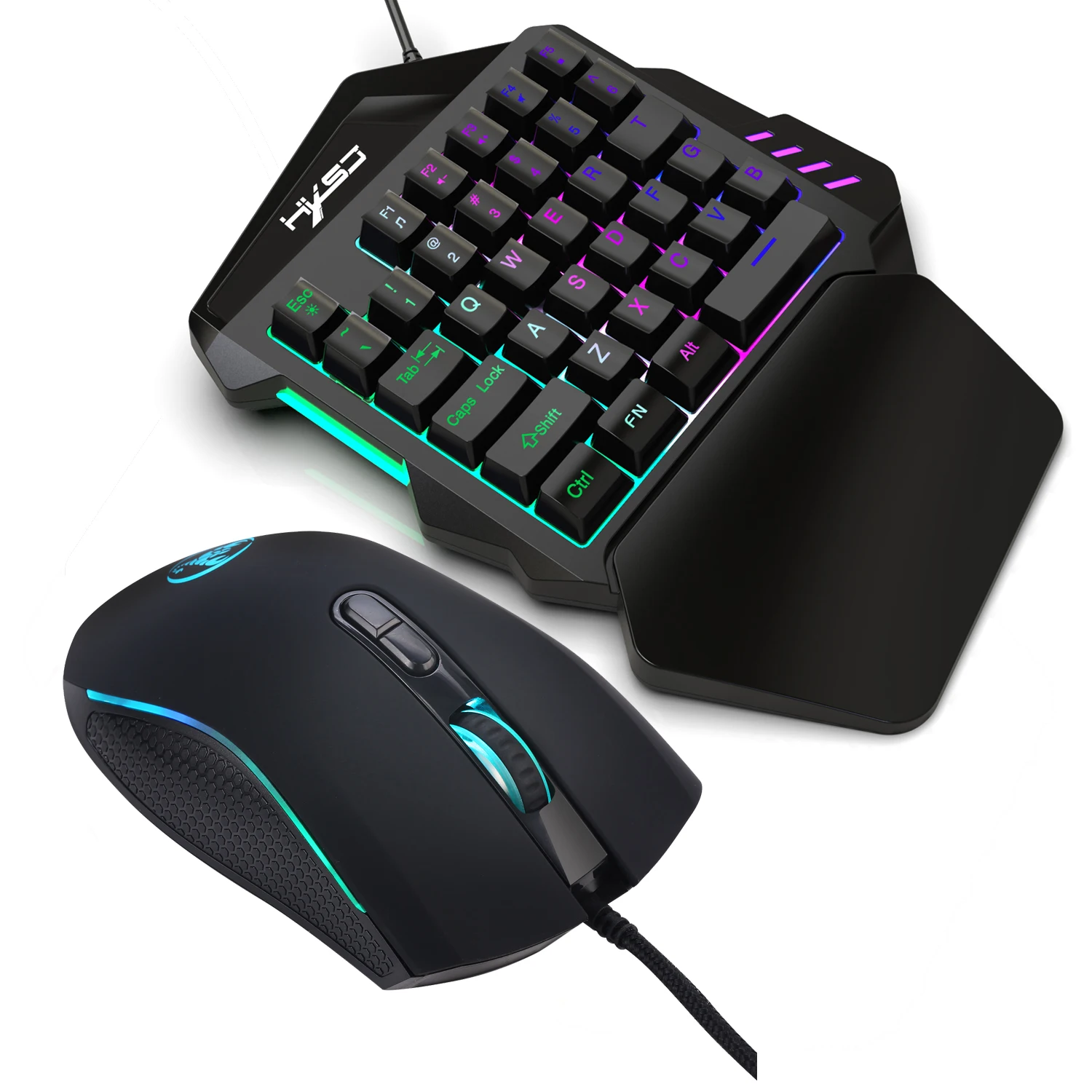 Gaming One-Handed Keyboard And Mouse Set with 35 Keys, Dual-Color Injection Molded Keycaps, Colorful Backlight, USB Plug-And photo 3