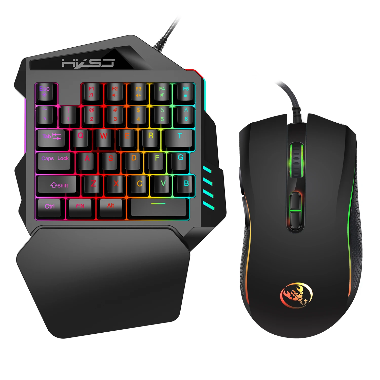 Gaming One-Handed Keyboard And Mouse Set with 35 Keys, Dual-Color Injection Molded Keycaps, Colorful Backlight, USB Plug-And photo 2