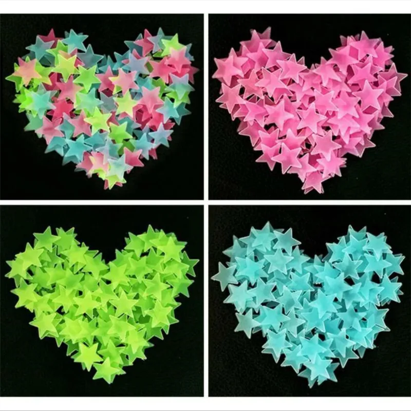 50pcs 3D Stars Glow In The Dark Wall Stickers Luminous Fluorescent Pvc Wall Art Decals For Kids Bedroom Ceiling Home Decoration photo 4