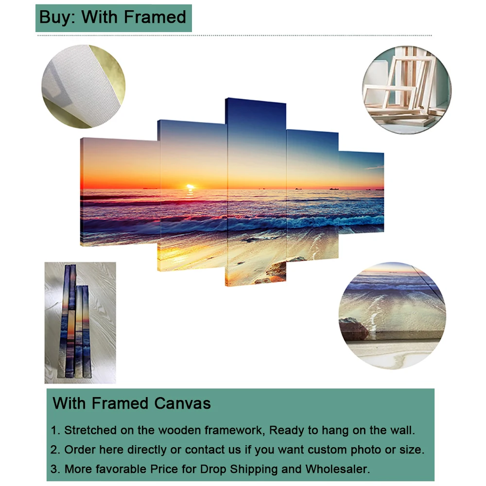 Drop Shipping 5 Pieces Wall Art Canvas Set Custom Anime Figure Poster Customized Family Kids Photos Canvas Painting Home Decor photo 4