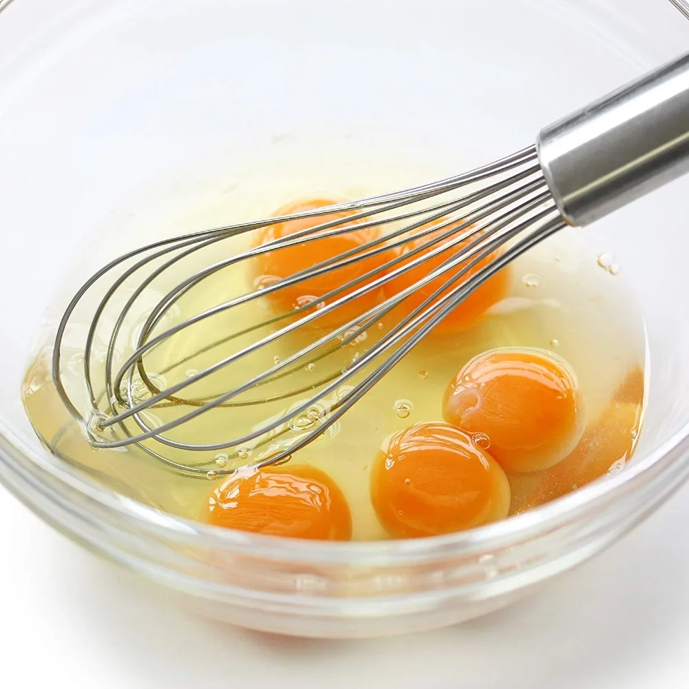 LMETJMA 8" 10" 12" Egg Whisk Stainless Steel Egg Whisk Kitchen Wire Balloon Whisk Milk Egg Beater Egg Mixing Mixer Tools KC0231 photo 5