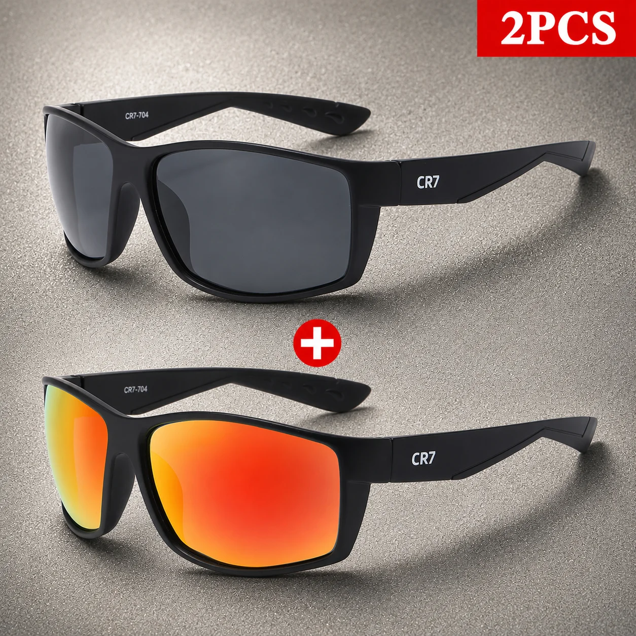 2Pcs/Set CR7 Polarized Sunglasses Men UV400 Protection Outdoor Glasses for Fishing Cycling Hiking Running Beach Travel Sports photo 2