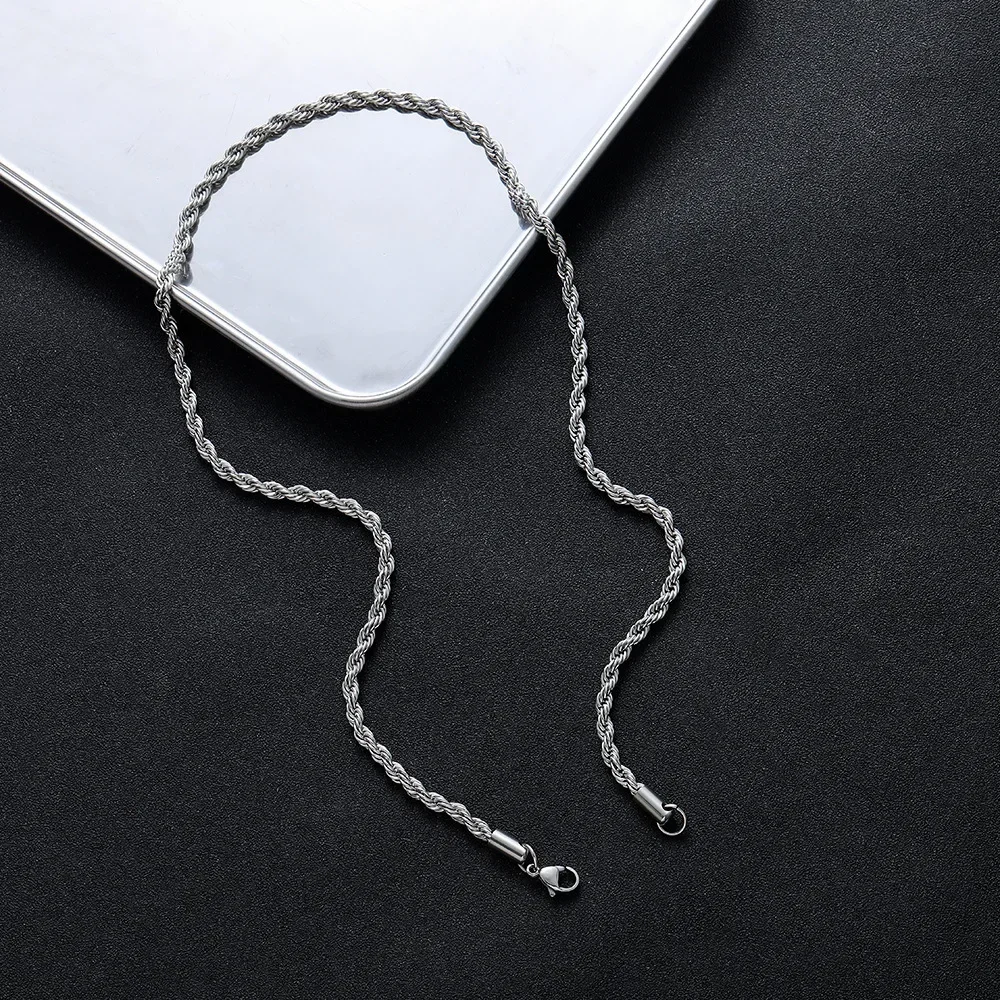 2-6MM Stainless Steel Necklace For Women Men Never Fade Waterproof Twisted Rope Chain Fashion Jewelry 16-30 inches photo 6