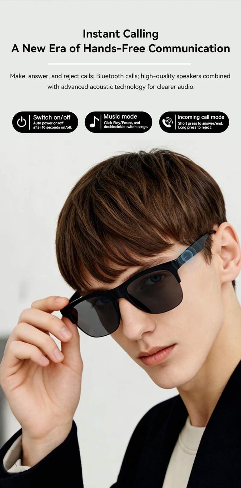 AI Smart Glasses 800W Pixel 4K HD Camera Remote Control Touch Voice Translation Bluetooth Call Video Recording Music Sunglasses photo 4