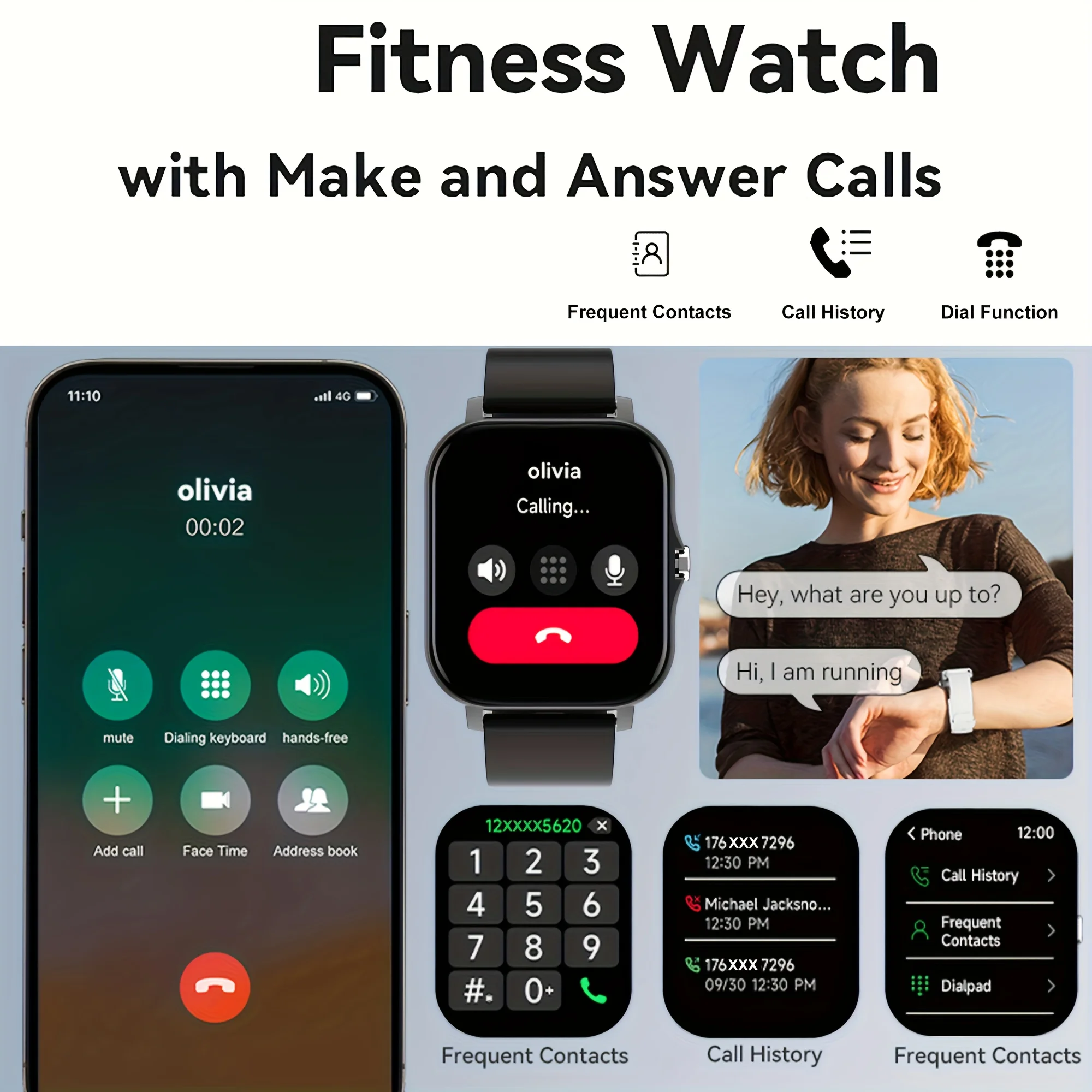 Latest Upgraded Fashion Design 1.83-inch Full-Screen Touchscreen Sports Smartwatch for Men and Women, Wireless Calling photo 2