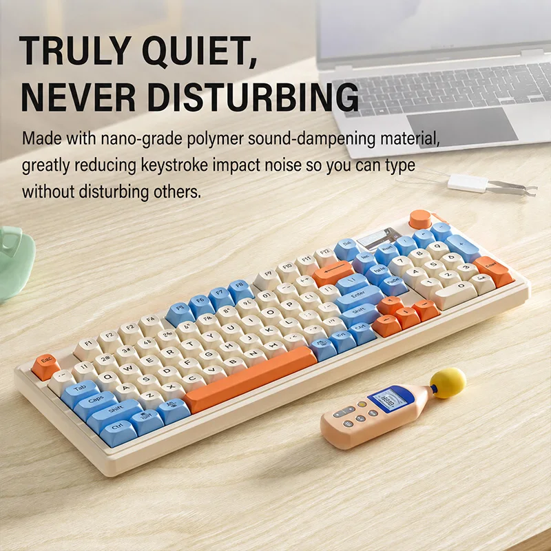 L98 Wired Keyboard 98 Keys Mechanical Feel Rgb Gaming and Office Keyboard Dust-Proof Structure with Display and Multi-Function Knob Suitable for Pc and Laptop photo 5