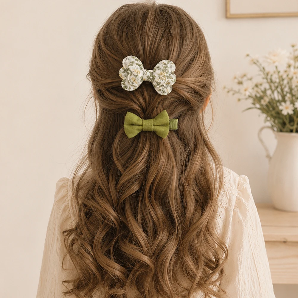 1 Set of Bow Printed Hair Clips Princess Girl Children and Teenagers Autumn and Winter Party Outfits Sweet Girl Hair Accessories photo 3