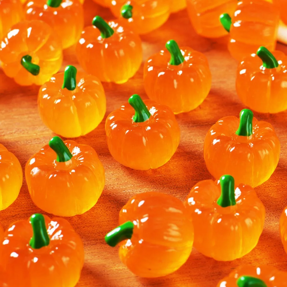 10-100Pcs Halloween Mini Clear Resin Pumpkin Ornaments Tiny Pumpkin Figurines Micro Landscape Accessories Fairy Garden DIY Decor photo 1