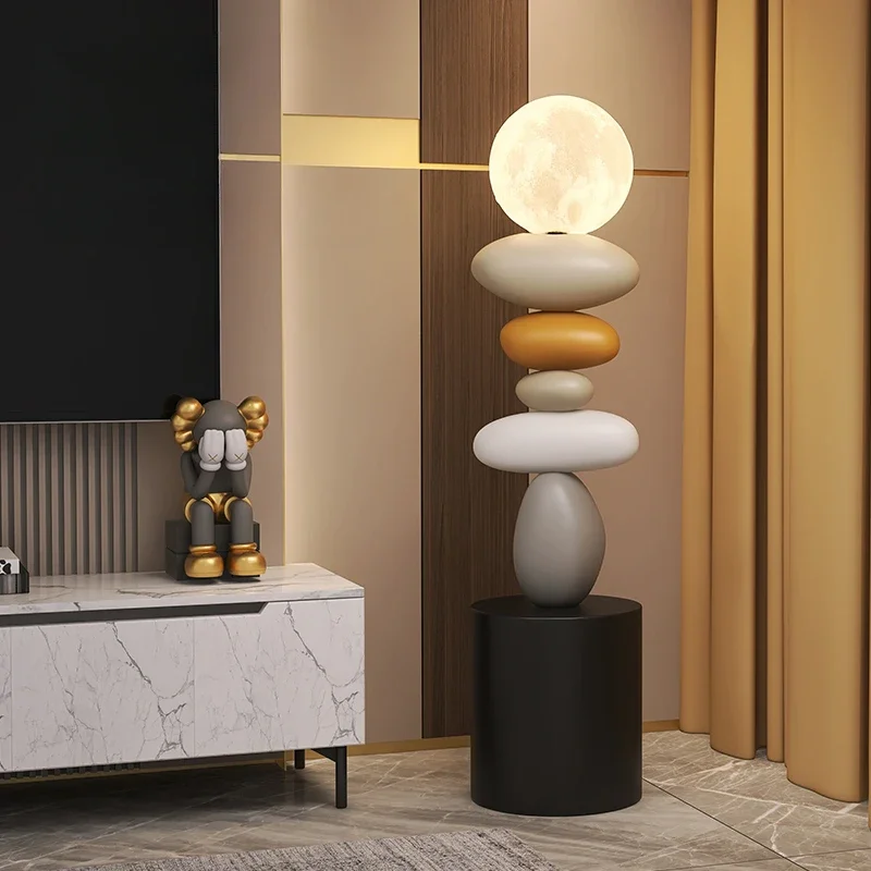 Modern Art Home Decor Stone Sculpture Light Luxury High-end Living Room Decorative Accessories Creative Luminous Floor Ornament photo 3
