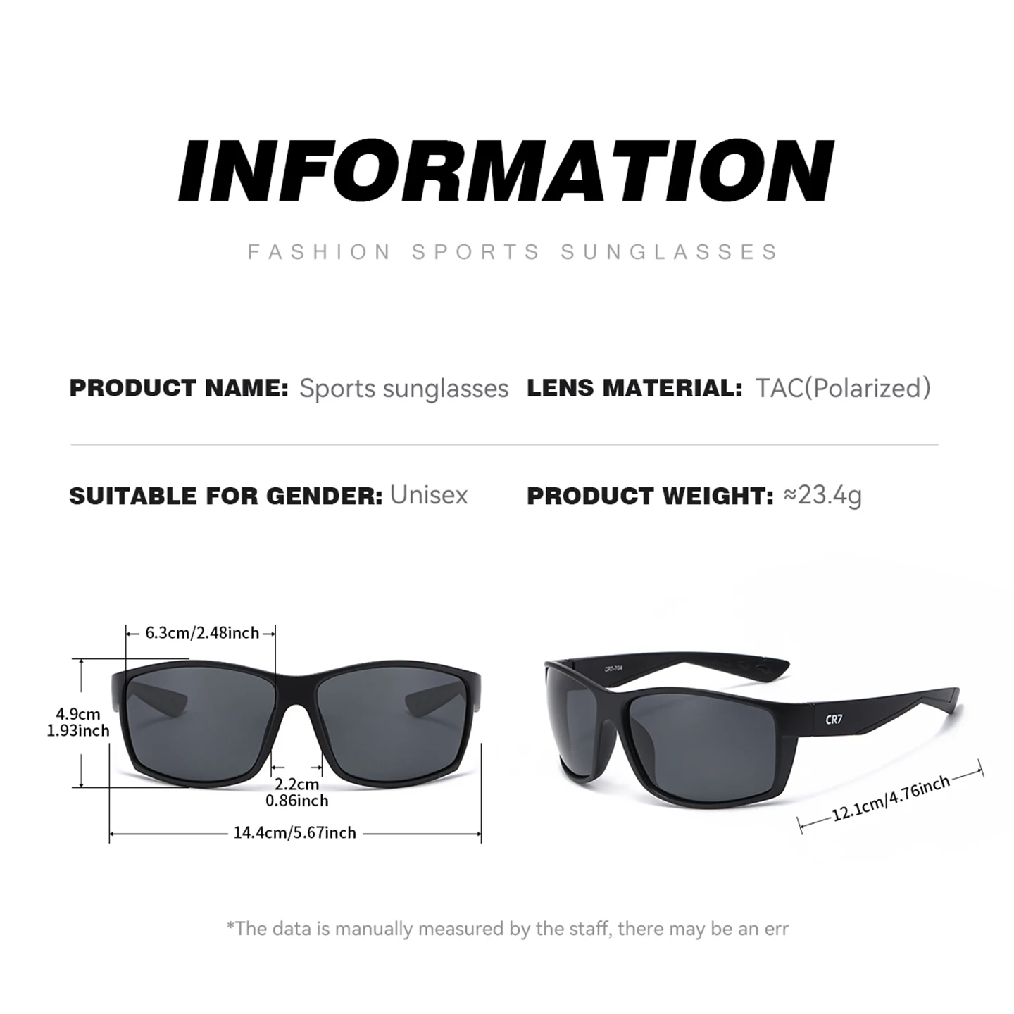 2Pcs/Set CR7 Polarized Sunglasses Men UV400 Protection Outdoor Glasses for Fishing Cycling Hiking Running Beach Travel Sports photo 6