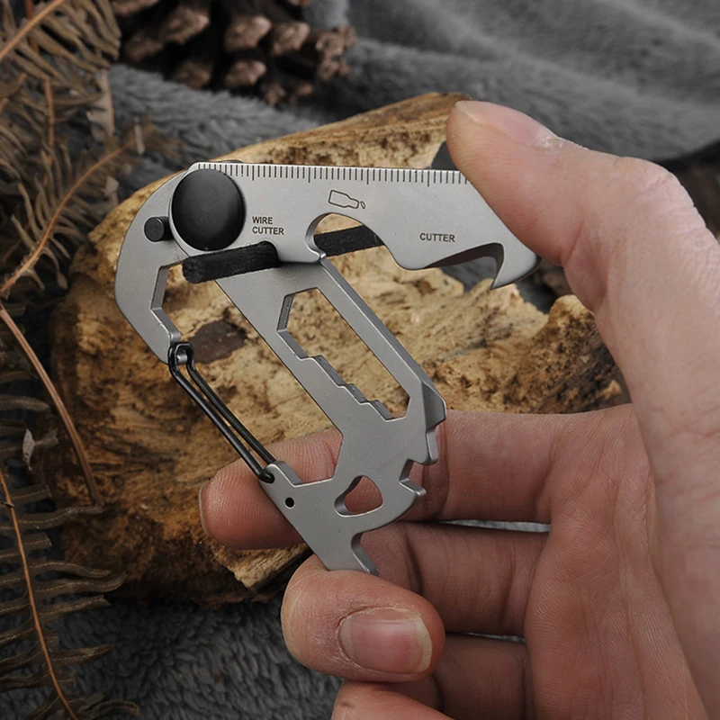 Multifunction Climbing Carabiner EDC Keychain Gear Outdoor Tools Camping Hiking Stainless Steel Wrench Bottle Opener photo 2
