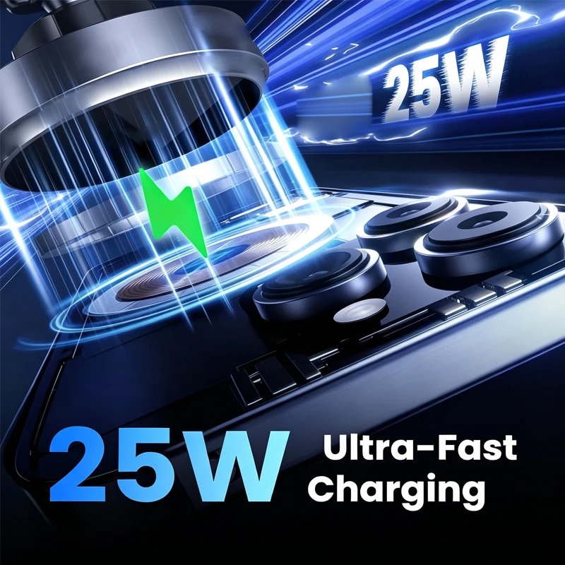 Magnetic Vent Car Wireless Charger 25W 360 Rotating Fast Charge Low Temperature Holder for iPhone 17 16 15 Samsung S26 S25 Ultra photo 4