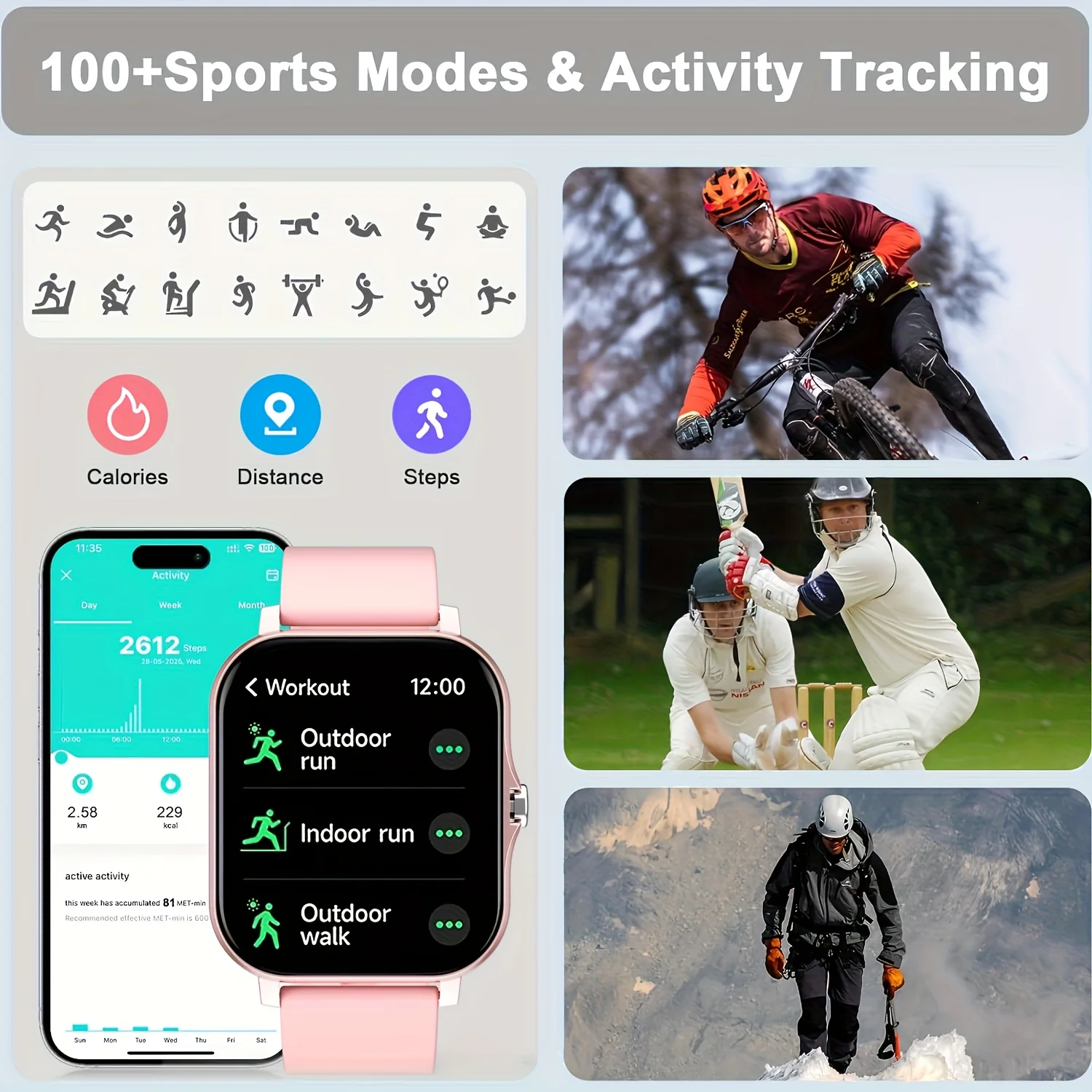 Latest Upgraded Fashion Design 1.83-inch Full-Screen Touchscreen Sports Smartwatch for Men and Women, Wireless Calling photo 3