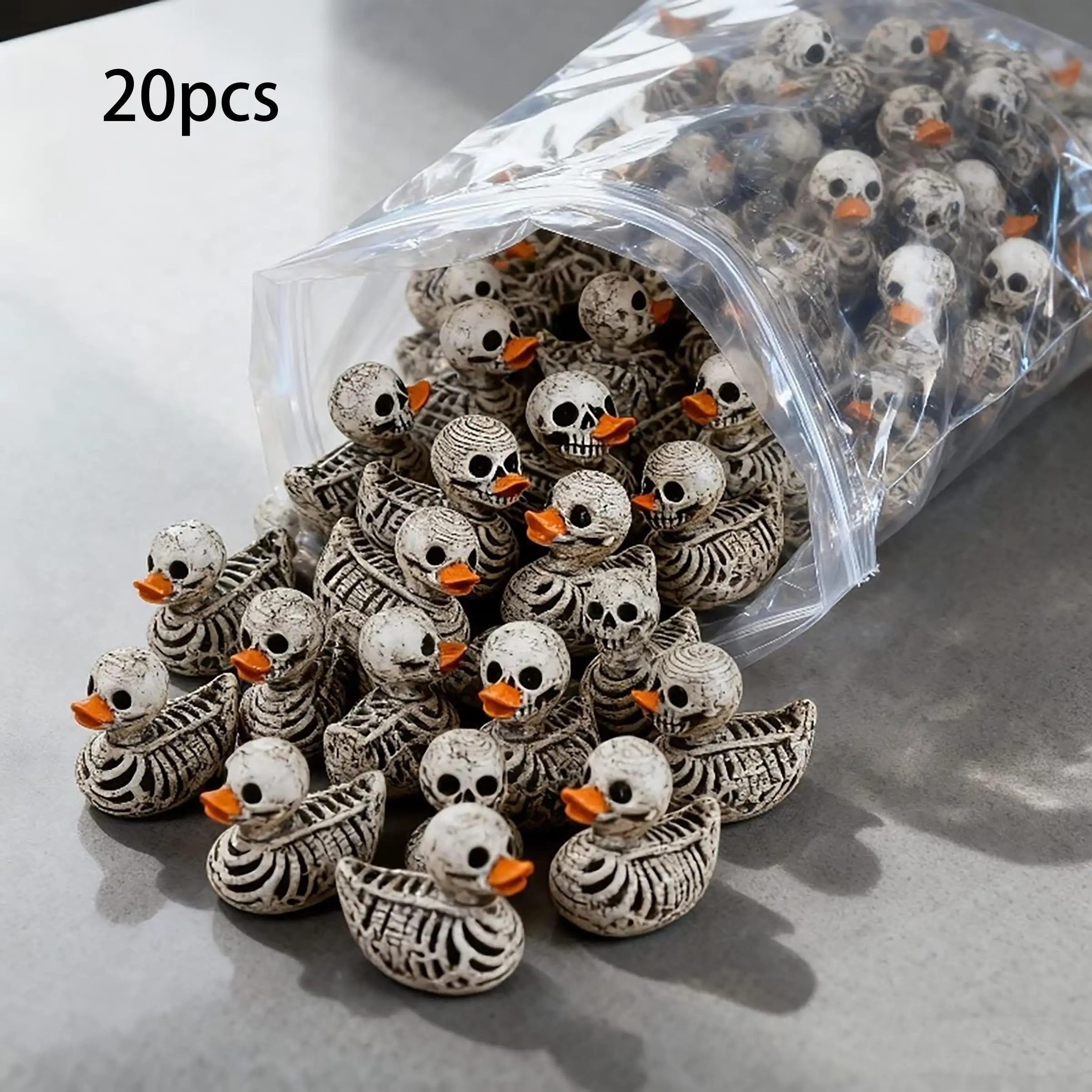 20-Pack 0.6in Gothic Cute Skull Ducks - Resin Figurines for Halloween, Gothic Home, Office, Party - Compact Desk Decor photo 1