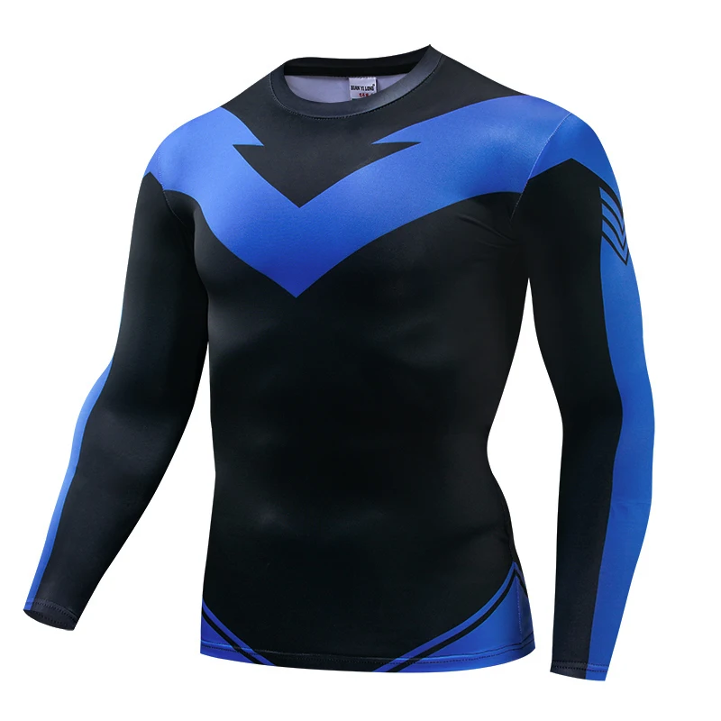 Compression T-Shirts Sportswear Gym Rash Guard Boxing Training Sports Tops 3D Nightwing Men T Shirt Running Quick-Dry Shirts Men photo 4