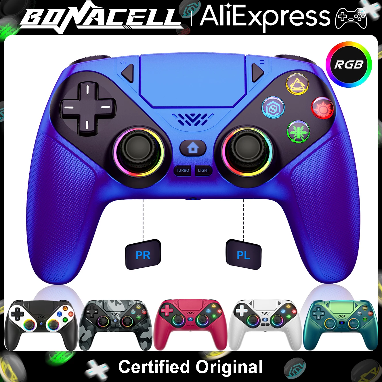 Controller for Playstation 5/PS5/PS5 Pro/Slim/PC,Wireless Gamepads RGB Joystick Turbo/Marco Program Dual Vibrate Game Controle photo 1
