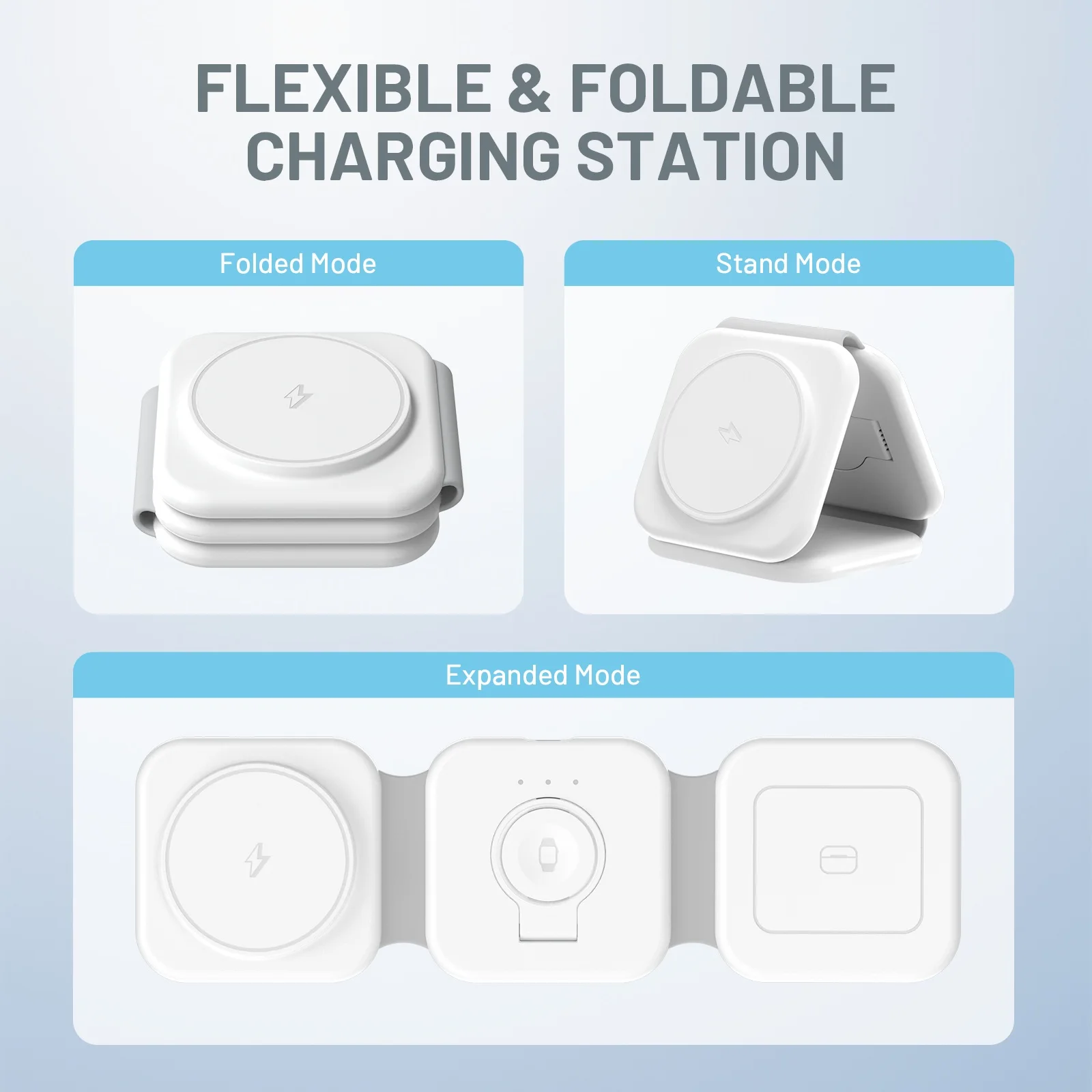 Magnetic Wireless Chargers 3 in 1 Foldable 15W Phone Charge Dock Station Fast Charg for Apple Watch IPhone 14/13/12/11/X AirPods photo 6