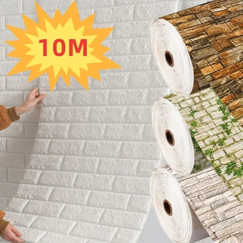 70cmx1/5/10m 3D Wallpaper Decoration Self-adhesive Antique Foam Brick Wallpaper Living Room Bedroom Waterproof 3d Wall Sticker photo 1