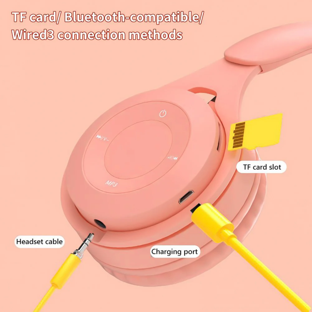 Y08 Wireless Bluetooth Headphone  Macaron Headphones Stereo Headband Gaming Headset with Mic Gamer Girl Gift for Mobile Tablet photo 3