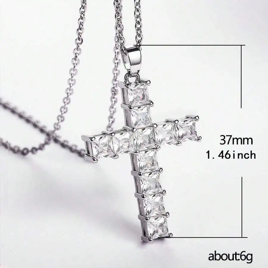 New Fashion Necklaces Female Pendants Gold Multi Color Crystal Jesus Cross Pendant For Women Necklace Party Leisure Time Jewelry photo 6