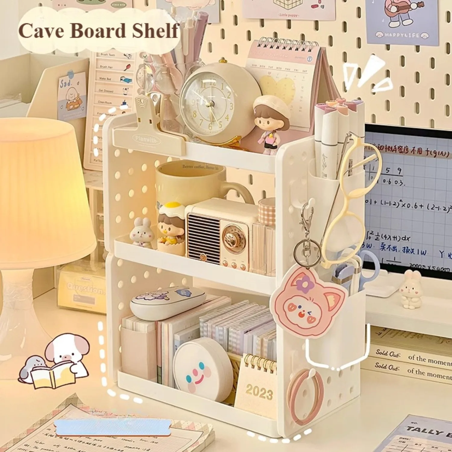Multi-functional 3-tier Desktop Organizer, Desktop Shelf, Hole Board, Pen Holder Office Desk Organizer, Desk Desk Organizer photo 1