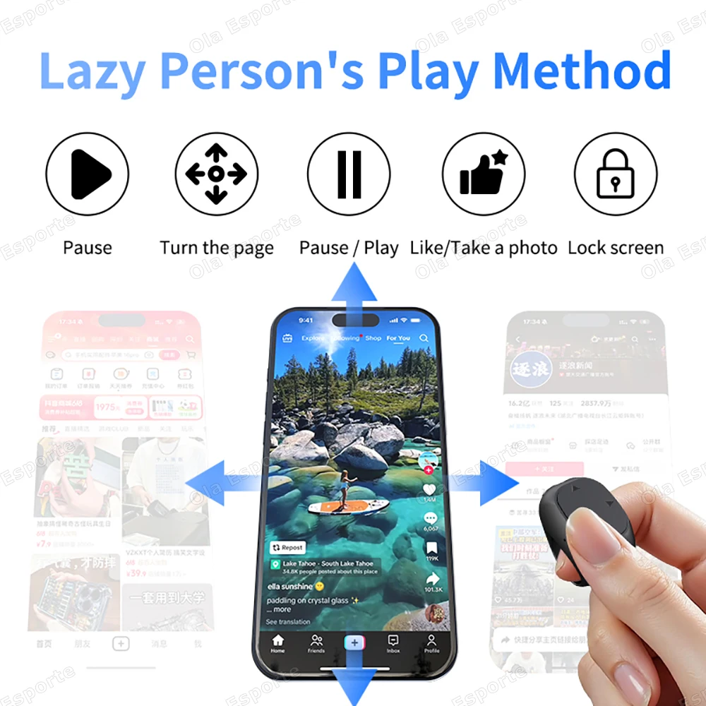 Bluetooth Ring Remote Control Short Video Likes E-book Page Flipping Intelligent Control For Android iOS Systems Telecontrol R12 photo 6