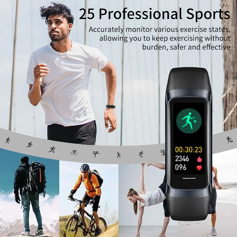 LIGE 1.1 Inch Amoled Heart Rate Monitor Smart Bracelet Wristband Slim Smart Watch Men Women Waterproof  Fitness Tracker Band photo 3