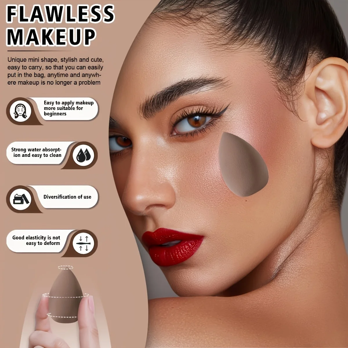 16Pcs Professional Makeup Brush Set w/ Pouch, Sponge & Puff, Soft Bristles for Foundation, Blush, Eyeshadow, 2026 New Gift photo 4