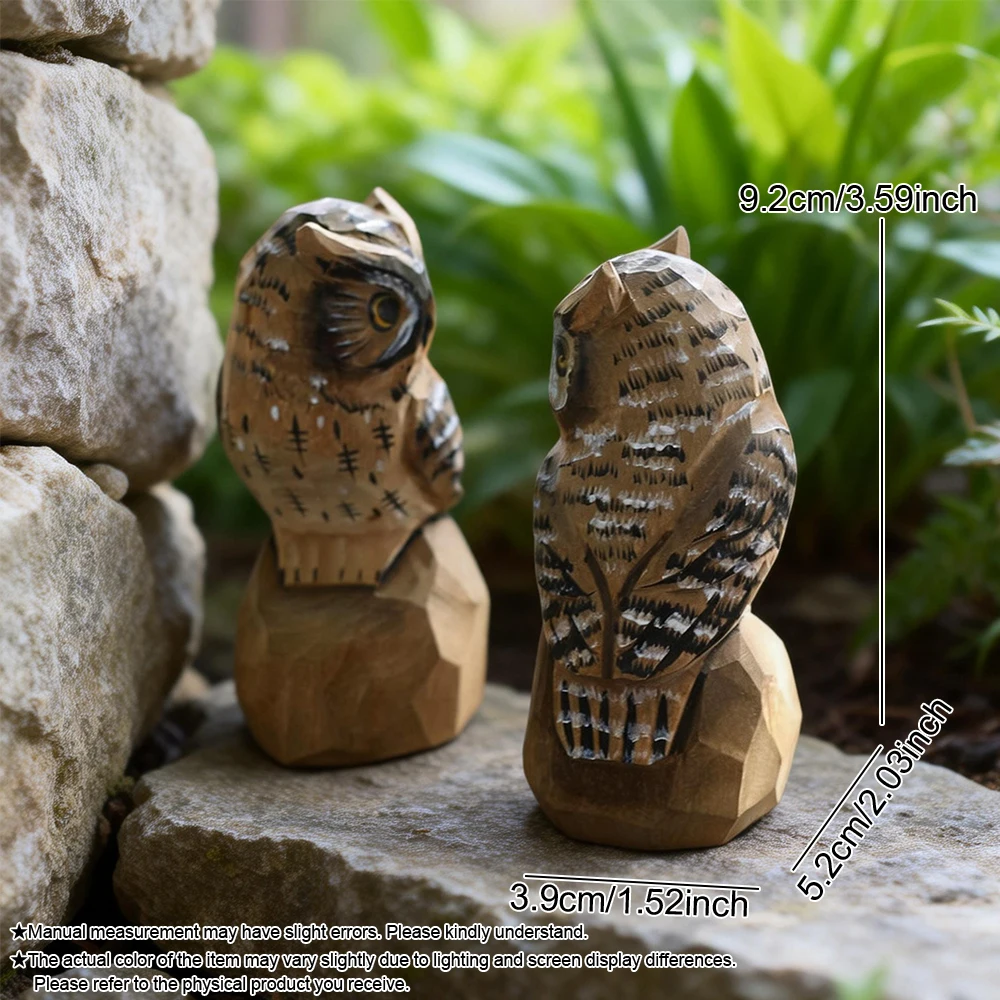 Handcrafted Wooden Snowy Owl Sculpture Statue Figurines Animal Home Desk Accessories Decor Ornament Home Decoration Unique Gift photo 4