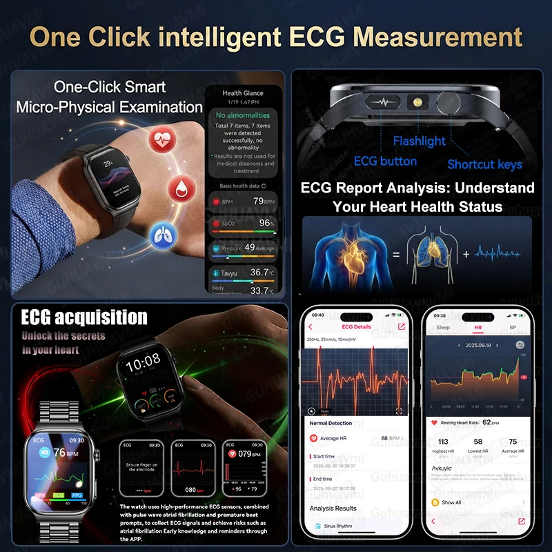 2026 New Hospital Level Health Smart Watch Body Fat ECG Blood oxygen BP Health AMOLED Screen HD Call Sport Smart Watches For Man photo 4